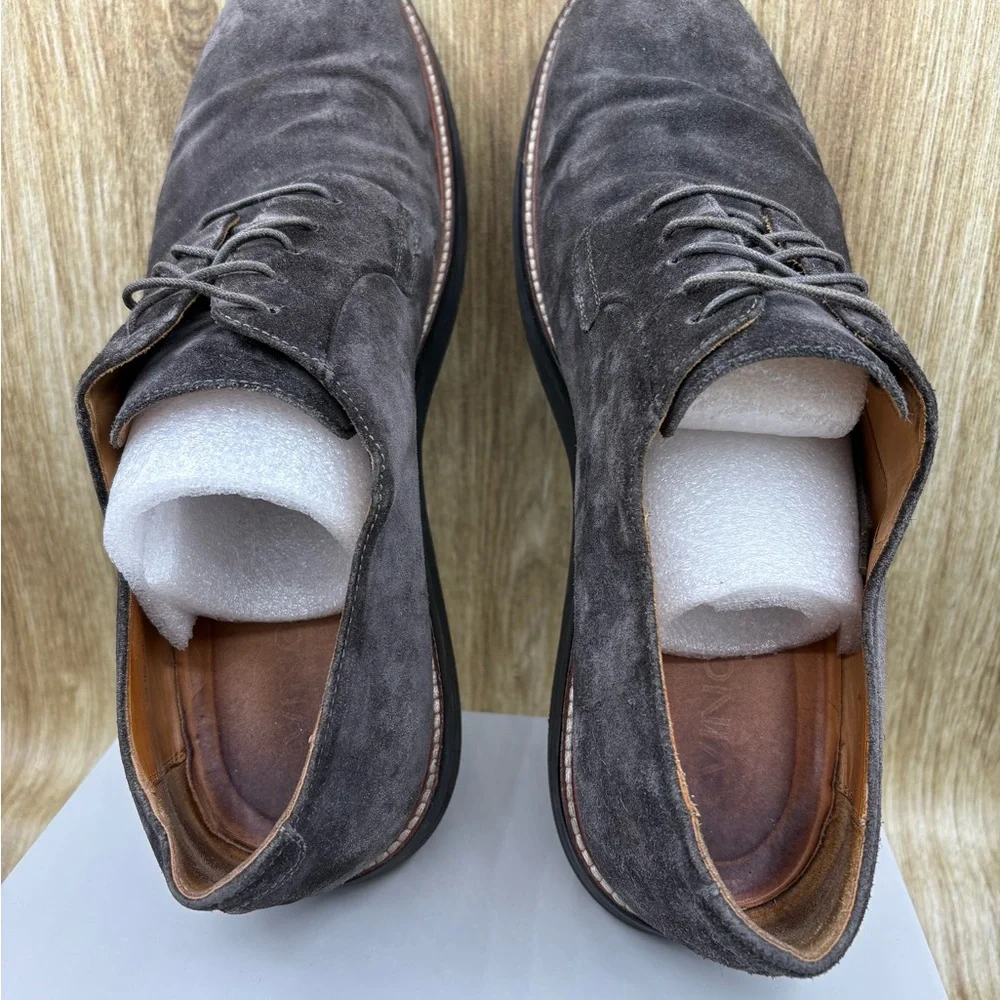 Vince Grey Suede Leather Lace Up Dress Shoes Men’s Size 11 - Picture 9 of 11